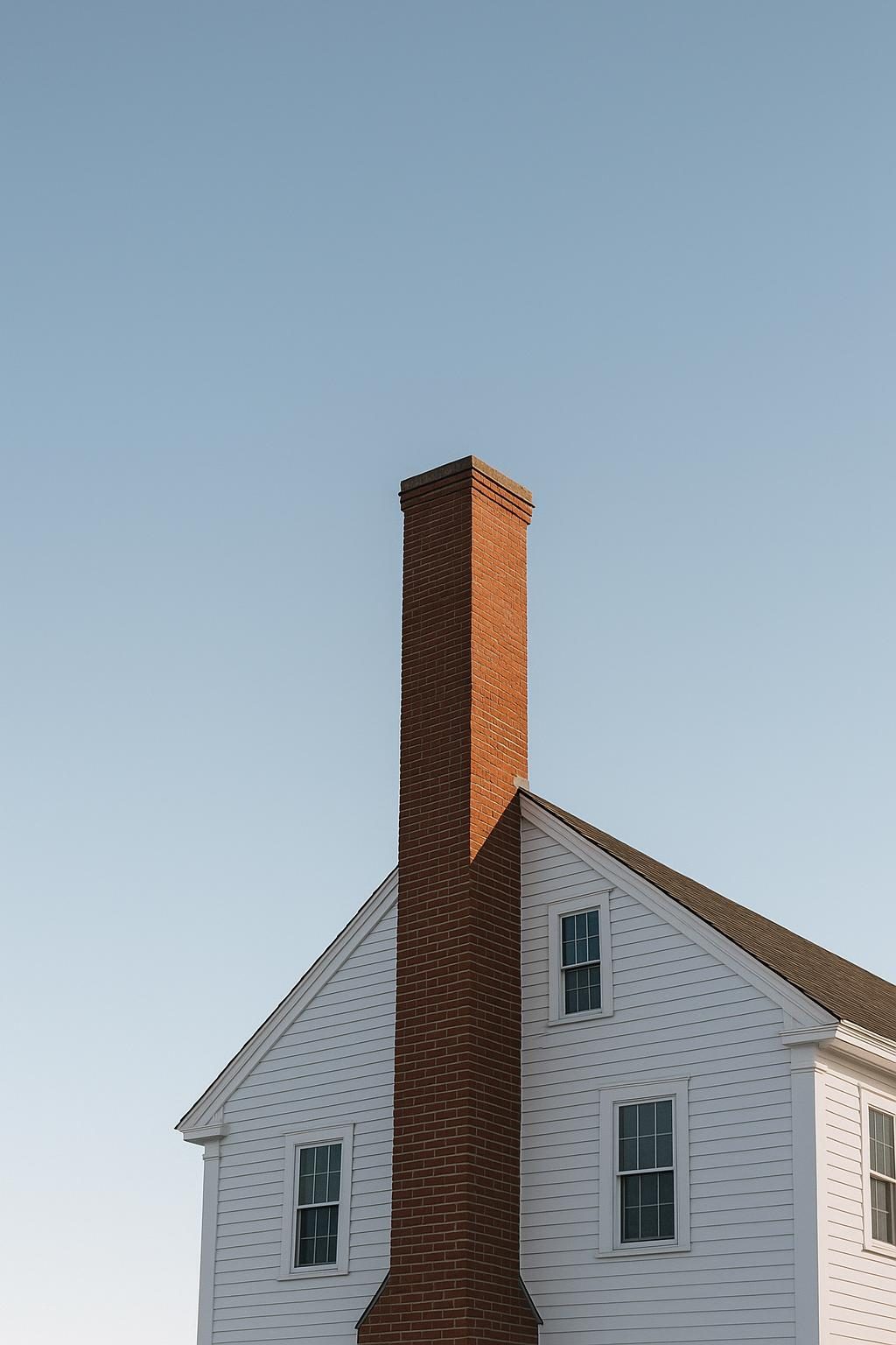 Brick chimney on a colonial house (illustration)
